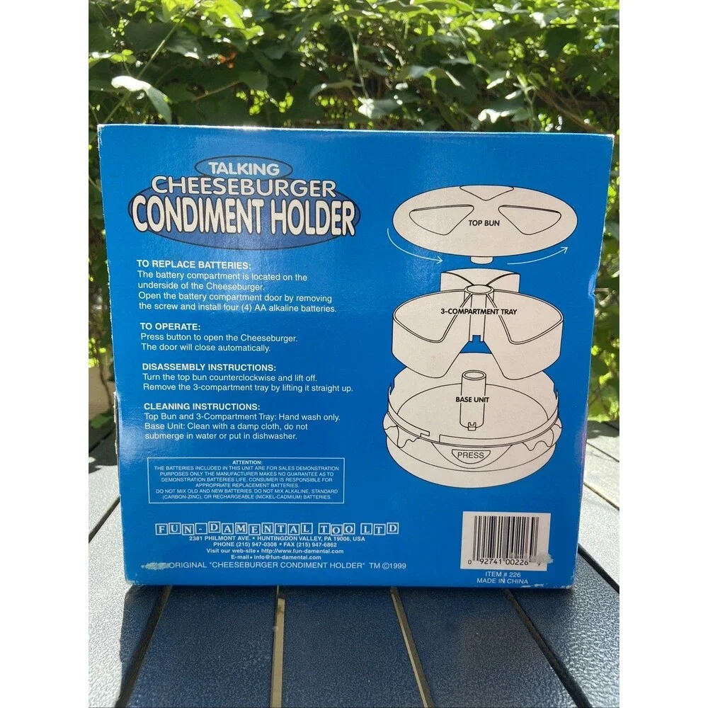 Vintage Talking Cheeseburger Condiment Holder 1999 - NIB